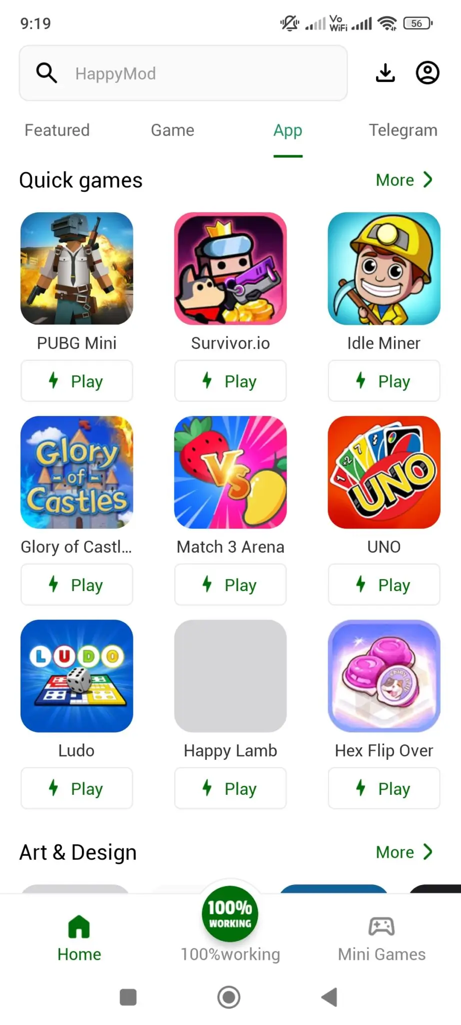 HappyMod APK indirme sayfasının en son sürümünü gösteren ekran görüntüsü.